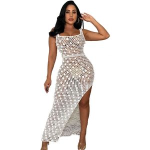 Robe longue d'été personnalisée pour femme, coupe ajustée, sans manches, avec plis à la taille et tissu jacquard velours, vente en gros - Product Image 1