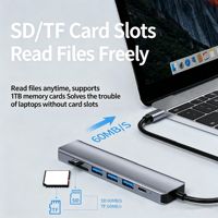 USB-C 7-Port Docking Station USB3.0 Hub Splitter HDTV 4K Screen Mirroring Device Type-C Converter Adapter for Computer Laptop