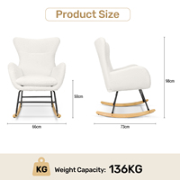 Fauteuil à bascule moderne et écologique, convertible, confortable, en sherpa, avec coussin en mousse haute densité, ergonomique, pour la maison, le bureau à domicile, la salle à manger