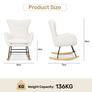 Fauteuil à bascule moderne et confortable en sherpa, coussin en éponge haute densité, design ergonomique, cadre en métal robuste, salon, chambre d'enfant - Product Image 4