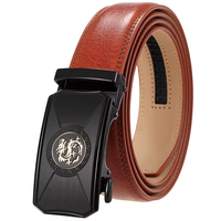 Ceintures en cuir de vachette véritable automatiques en gros pour hommes, avec logo personnalisé, longueur ajustable, décontractées et professionnelles, avec boucle à motif dragon
