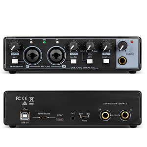 Kartu Suara Studio Profesional 2 Saluran USB Profesional untuk Rekaman Audio 24 Bit 192Khz, Antarmuka Audio untuk Siaran Langsung - Product Image 4