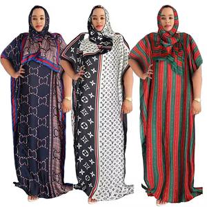 Heiß begehrtes, modisches afrikanisches Kleid mit Print, langes Kleid mit Schal, afrikanische Kleider in großen Größen - Product Image 1