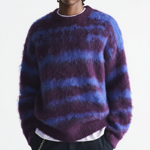 เสื้อสเวตเตอร์ผ้าขนแกะเนื้อนุ่มใส่สบายสำหรับผู้ชายเสื้อสเวตเตอร์ผ้าขนแกะระบายอากาศได้ดีคอกลมให้ความอบอุ่น - Product Image 1