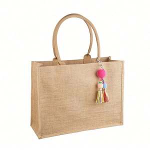 Sac à main en jute pliable imperméable de grande capacité pour femmes, idéal pour les courses, les pique-niques, les voyages, la plage et les demoiselles d'honneur - Product Image 1