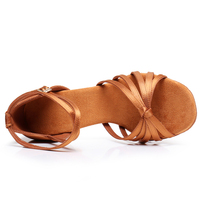 Haute qualité dames à talons hauts chaussures de danse latine doux confortable cuir de vachette en cuir véritable semelle intérieure en Satin-fille à la mode