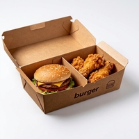 Emballage pliable en carton ondulé kraft écologique et biodégradable avec logo personnalisé pour burgers, frites et poulet frit, avec revêtement UV et sans PFAS