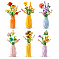 Bloques de Construcción de Ramo de Flores de Colección Botánica Personalizada con Jarrón, Set OEM de Marca Privada, Decoración Estética para el Hogar, Regalo para Niñas