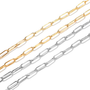 Chaîne ovale en acier doré de 4 mm, fil rond, chaîne trombone, apprêts pour la fabrication de colliers, rouleau H1193 - Product Image 4