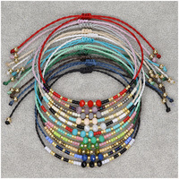Bracelet d'amitié tendance tissé à la main en perles Miyuki DS Crystal, ajustable, avec breloque, idéal comme cadeau - Grande Vente