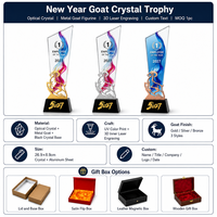 Trophée Métal Mouton Personnalisé avec Gravure sur Cristal – Récompense Haut de Gamme pour Célébrations d'Anniversaire, Réunions Annuelles, et Honneurs