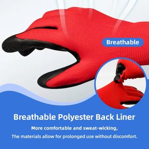 Gran Oferta: Guantes de Trabajo de Seguridad Rojos con Recubrimiento de Látex Arrugado, Mezclados, Anticorte, Antideslizantes, Transpirables, Multiuso, Cuidado Personal, con Logotipo Personalizado - Product Image 6