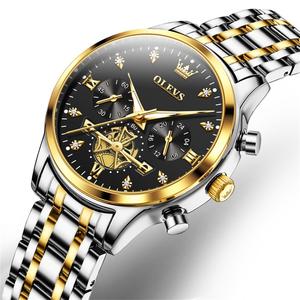 OLEVS 2897 montres de luxe OEM marques logo personnalisé <span class=keywords><strong>montre</strong></span> en acier inoxydable multifonctionnelle étanche phase de lune pour <span class=keywords><strong>femme</strong></span> - Product Image 1