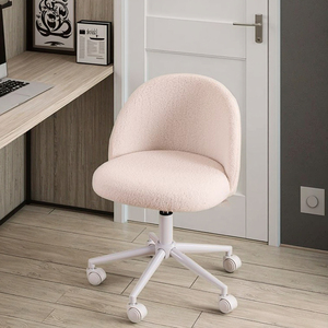 Hiện đại đương đại màu be nhung xoay Ghế văn phòng thoải mái lăn ghế nhiệm vụ cơ sở màu trắng mềm sang trọng bọc Ergonomic - Product Image 2