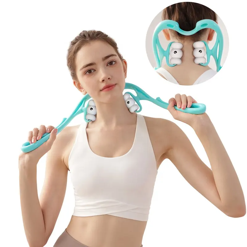 Custom LOGO Manual 6 Ball Neck Massager Roller Cervical Pain Relief Relax Handheld Dual Pressure Point Neck Massager