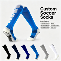 Chaussettes de sport pour hommes, longues et épaisses, de haute qualité, multicolores, antidérapantes, avec fond en tissu éponge, pour le football