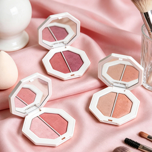 พาเลทบลัชออนไฮไลท์เตอร์สองสีแบบขายส่ง ของแท้ ชิมเมอร์ แมตต์ ติดทนนาน แป้งอัดแข็งสำหรับปัดแก้ม - Product Image 2