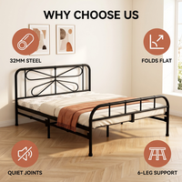 Base de Cama de Hierro Forjado Estilo Nórdico Minimalista, Plataforma Metálica Simple y Elegante, Resistente y Ahorradora de Espacio, Mueble para Dormitorio o Apartamento