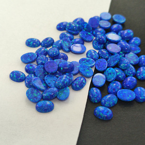 Pierres d'opale synthétiques OP50 bleues de laboratoire, cabochon ovale pour bijoux faits main DIY - Product Image 3