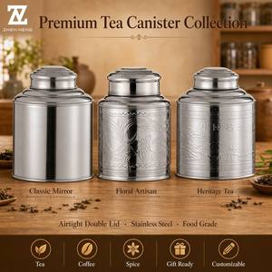 Boîte à thé en acier inoxydable Zhenneng 410 avec double couvercle hermétique, pot alimentaire en métal pour grains de café et épices, depuis 1987 - Product Image 1