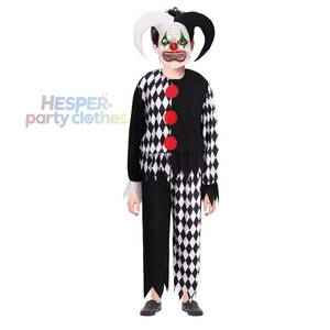 Disfraz de Payaso Sangriento HP, Mono Negro y Blanco con Diseño de Rombo, Disfraces de Joker para Halloween, Terrorífico Asesinato - Product Image 1