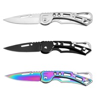 Couteau pliant en acier inoxydable 3CR13, EDC, camping en plein air, survie aux fruits, multifonction, petit porte-clés, mousqueton
