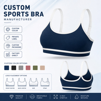 Soutien-gorge de sport personnalisé à biais contrastant, col dégagé, fines bretelles, coussinets amovibles, style rétro, pour entraînement et yoga, crop top, vêtement de sport