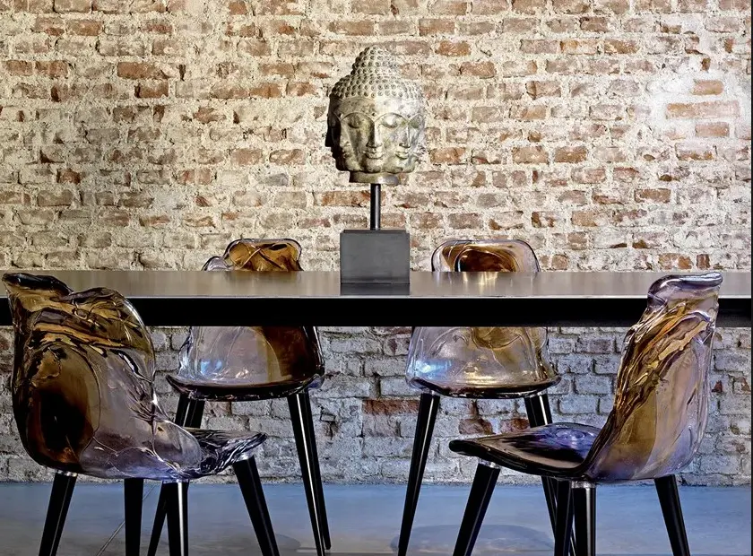 Sedia ristorante sala da pranzo con gambe in metallo oro cliente esterno sedie di plastica interna