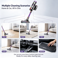 Aspirateur à main sans fil multi-accessoires avec filtre HEPA, aspirateur à bâton pour poils d'animaux, canapé, intérieur de voiture