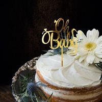 Goldener 'Oh Baby' Kuchenaufsatz aus Acryl für Babyparty, Mädchen- und Jungen-Geburtstage, Erstkommunion und Dessert-Dekorationen