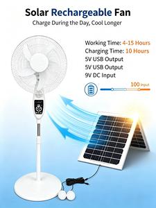 Ventilateur solaire tendance avec retour d'énergie et remplacement des panneaux solaires, ventilateur d'air domestique télécommandé, rechargeable pour le refroidissement - Product Image 1