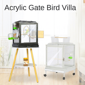 Gabbia per Uccelli in Diacril Trasparente con Base in Lega di Alluminio di Lusso per Storni e Pappagalli Grandi - Product Image 1