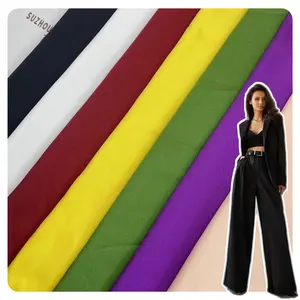 New arrival polyester fabric manufacturer diamond stretch glitter solid color chiffon fabric for suit trousers pants