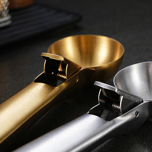 HENGCW WholsaleKitchen Accesorios Gadgets Bola de nieve de acero inoxidable Patata Helado Cuchara de metal con gatillo Cubo de hielo Herramientas - Product Image 5