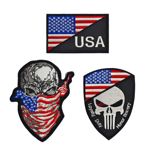 American Flag Embroidered Patch for Tactical Uniform Canvas with Sequins Black White Hook Loop Closure USA Inspired Accessory