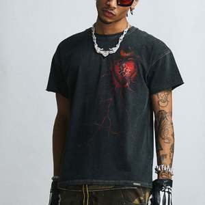 T-shirt personnalisé en coton Pima pour hommes T-shirt délavé à l'acide graphique Hip Hop de qualité supérieure - Product Image 5