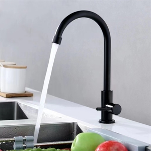 Nhà Máy Bán buôn thép không gỉ màu đen Vòi Nước Nhà Bếp duy nhất xử lý <span class=keywords><strong>1</strong></span> lỗ vòi nước 360 ROTARY nước lạnh tap - Product Image 3