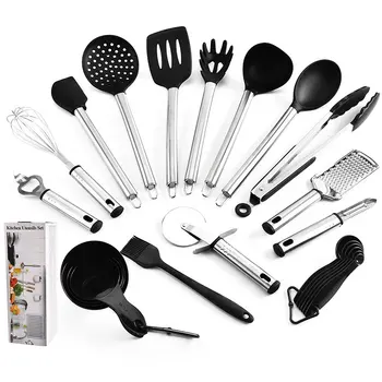 Home And Kitchen Utensils 23 Pieces Heat Resistant Kitchen Cooking Utensils Sets Stainless Steel Kitchen Utensils Set