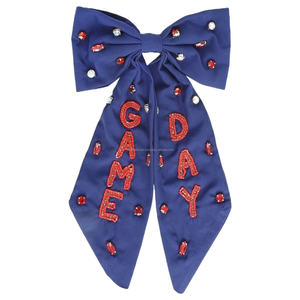 Top vente Gameday thème perlé pince à cheveux pour filles et femmes nouveau Design métal cheveux accessoire meilleure qualité tissu en gros - Product Image 1