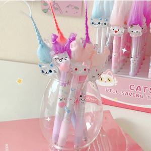 ปากกาเจลแบบกดลายการ์ตูนน่ารัก รูปทรงแมวขนฟู หัวปากกาสำหรับเขียนลื่น หมึกสีดำ/น้ำเงิน ขนาดหัว 0.5 มม. เหมาะสำหรับโรงเรียนและสำนักงาน - Product Image 6