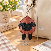 Porte-clés en cuir PU mignon en forme de mouton, avec logo personnalisé, breloque de sac en forme de cœur, idéal pour un cadeau - Grande Vente