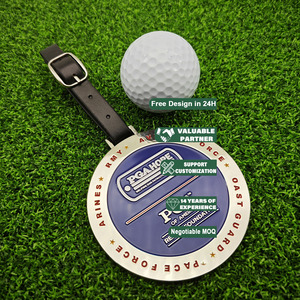 Etiqueta de Metal Personalizada para Bolsa de Golf con Logotipo en Relieve, Abridor de Botellas con Gancho, Accesorio de Metal con Forma de Rayo para Recuerdo - Product Image 1