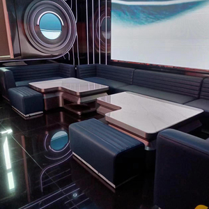 Moderno Night Club divano <span class=keywords><strong>VIP</strong></span> Black Lounge Nightclub mobili da Bar modulare Hotel Lounge Booth Led KTV Bar divano - Product Image 1