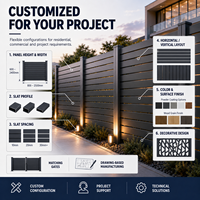 Système de clôture en aluminium pour la protection de la vie privée, clôture à lattes horizontales avec revêtement en poudre pour villas, jardins et projets résidentiels