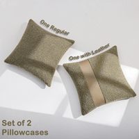 Topfinel moelleux texturé taies d'oreiller décoratives mousse vert boules housses de coussin avec simili cuir