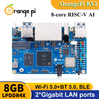 Orange Pi RV2 Ordinateur monocarte 2 Go de RAM RISC-V AI 2 TOPS NPU WiFi+BT5.0 Gigabit Ethernet SBC Kit de développement M2 NVMe