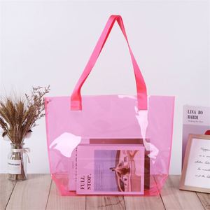 Custom Logo Letter Pattern Cute Transparent <b>Waterproof</b> Neon Candy Color <b>Beach</b> PVC <b>Zipper</b> Closure Gift Shopping Tote <b>Bag</b> - Product Image 4
