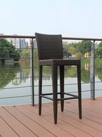 Tabourets de bar en rotin Mobilier de jardin extérieur Bistro Bar Restaurant Patio PE Chaise et table en rotin Chaise de bar en osier