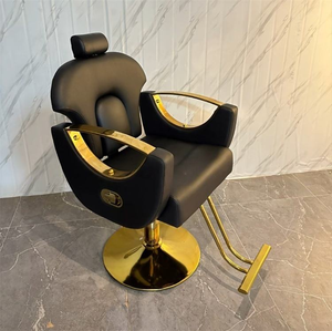 Silla de Barbería de Lujo de Alta Gama, Color Dorado, Suministro de Fábrica, Silla de Peluquería de Cuero PU Blanco para Salón de Belleza Profesional - Product Image 3
