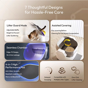 Litière intelligente Elecpet à ouverture supérieure, couleur personnalisée, auto-nettoyante, Wifi 2.4G, poubelle de 8L, <span class=keywords><strong>anti</strong></span>-pincement, grande litière pour chatons, noire - Product Image 3